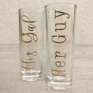 His gal/Her guy 2oz shot glasses personalized